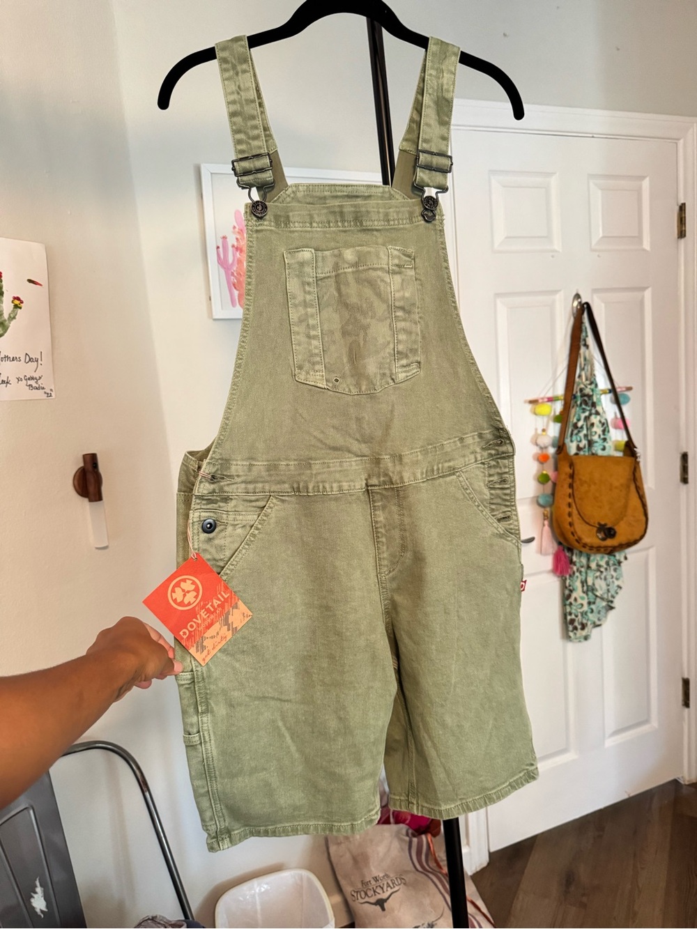 Women’s Olive Green Short Overalls with Adjustable Straps